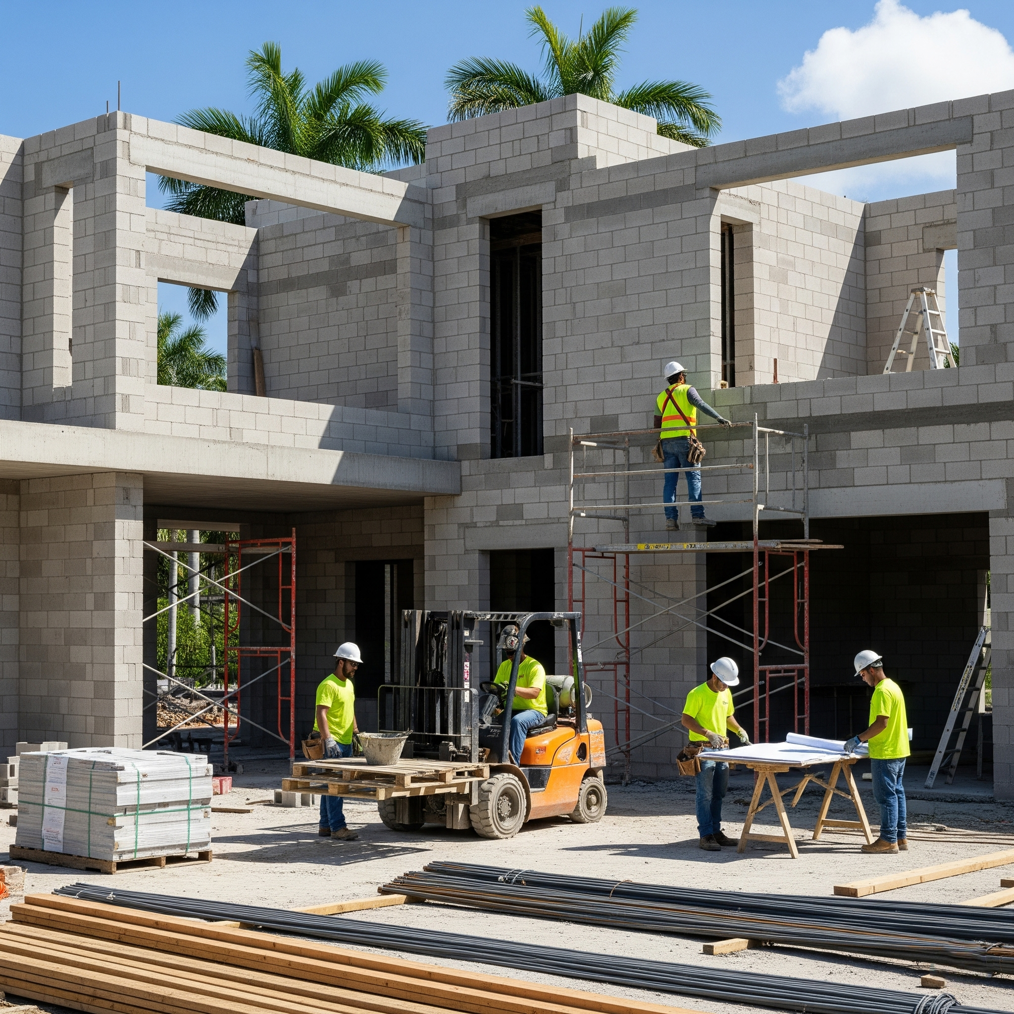 A dedicated inspector reviewing blueprints at a construction site.